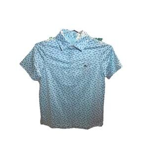 Vineyard Vines Boys Sankaty Microfish Caicos Fish Print Polo S (8-10)